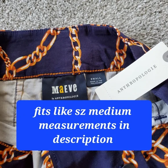 Anthropologie fitted patch pockets skirt, medium, blue - Picture 11 of 15